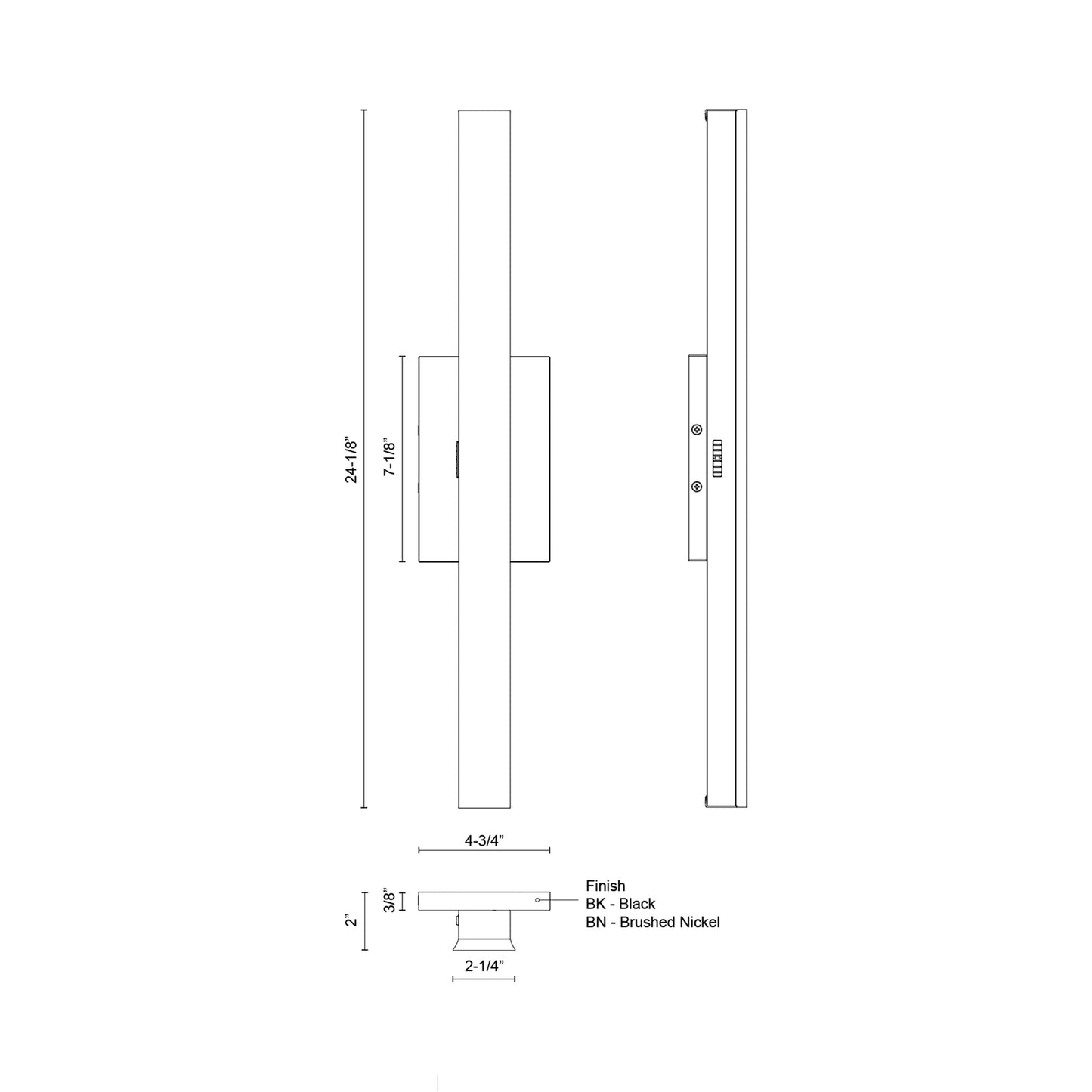 Garland LED Bath Wall Light - line drawing.