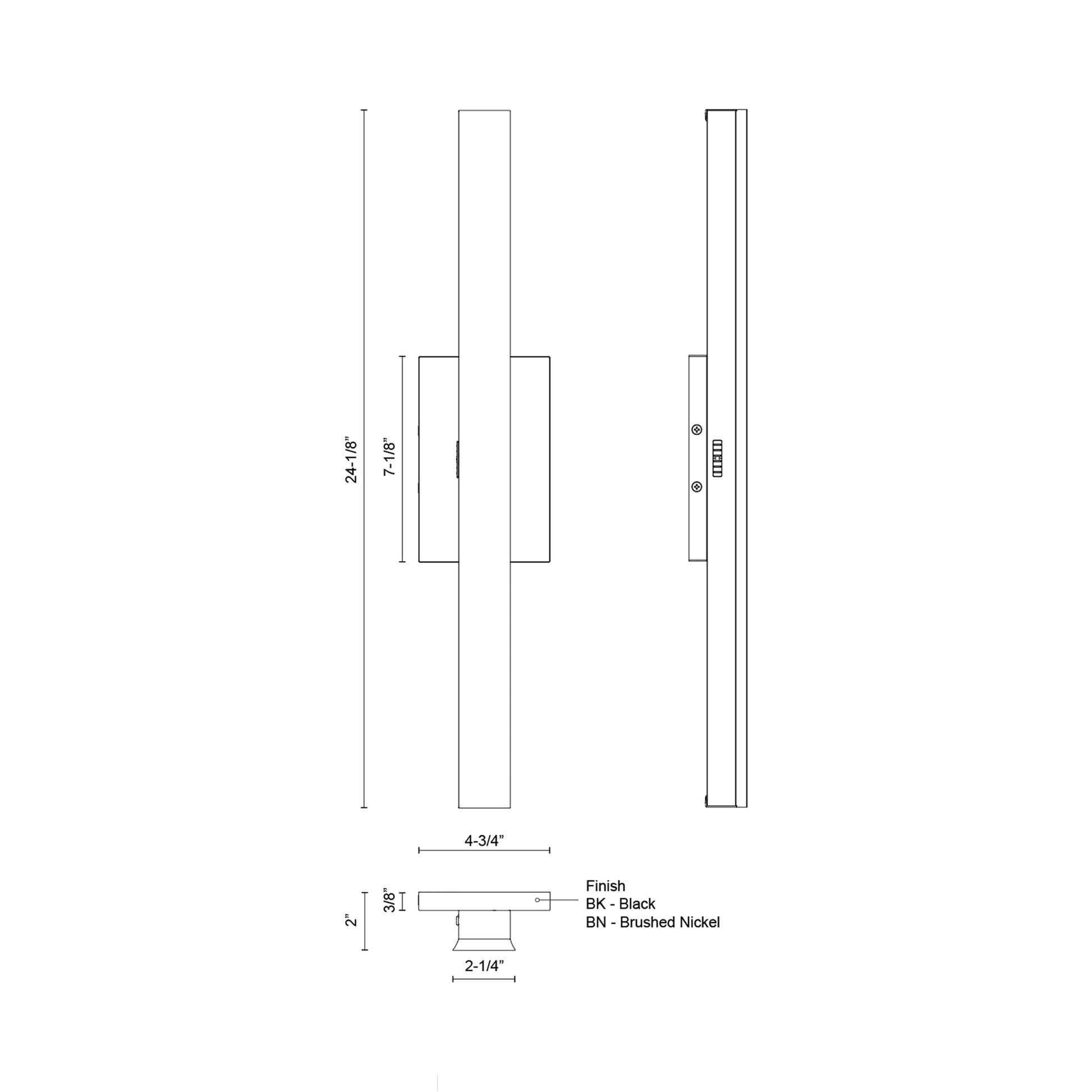 Garland LED Bath Wall Light - line drawing.