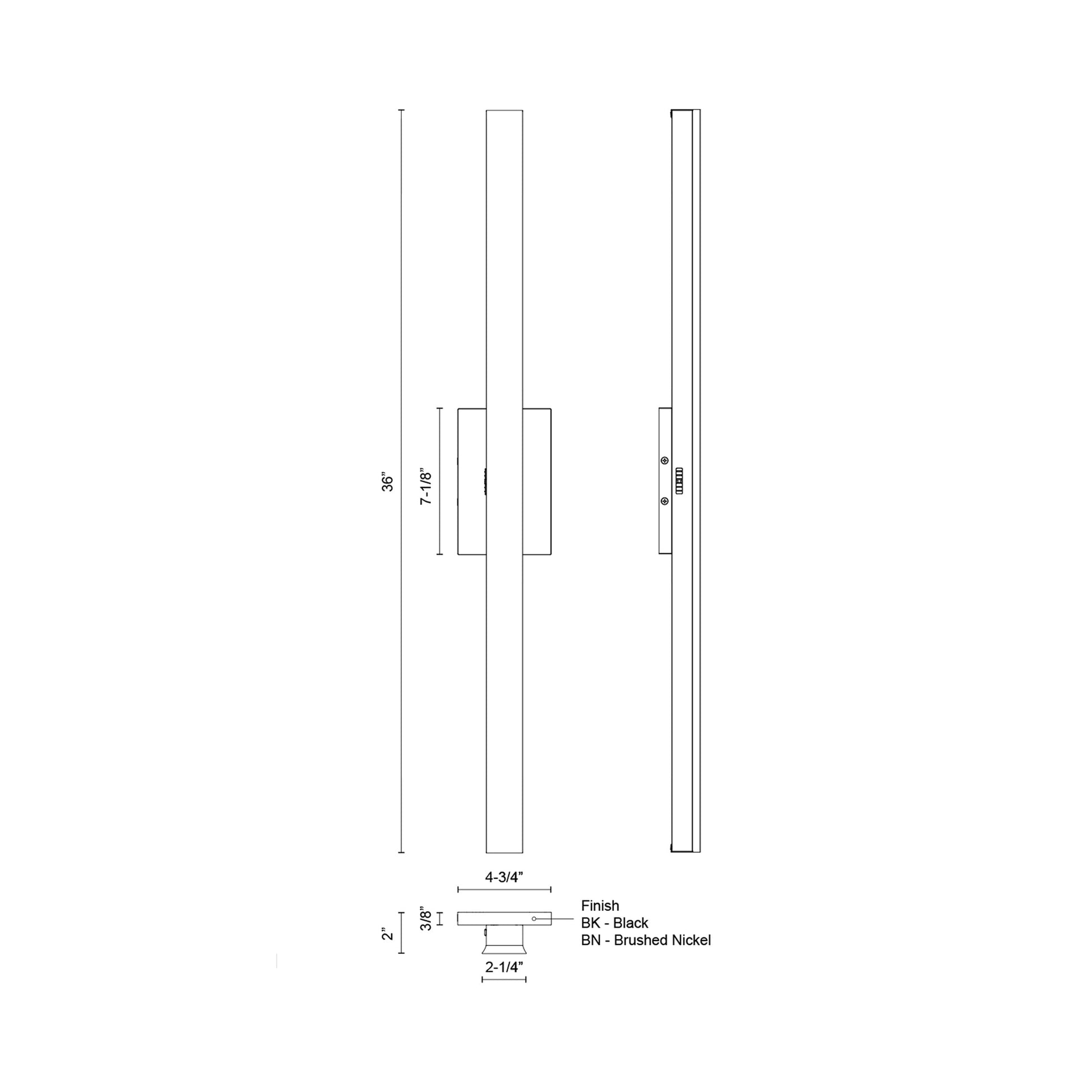 Garland LED Bath Wall Light - line drawing.
