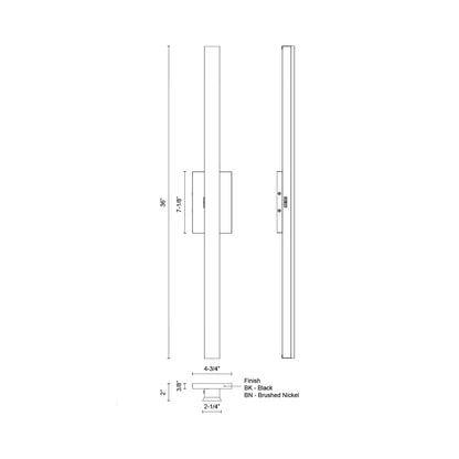 Garland LED Bath Wall Light - line drawing.