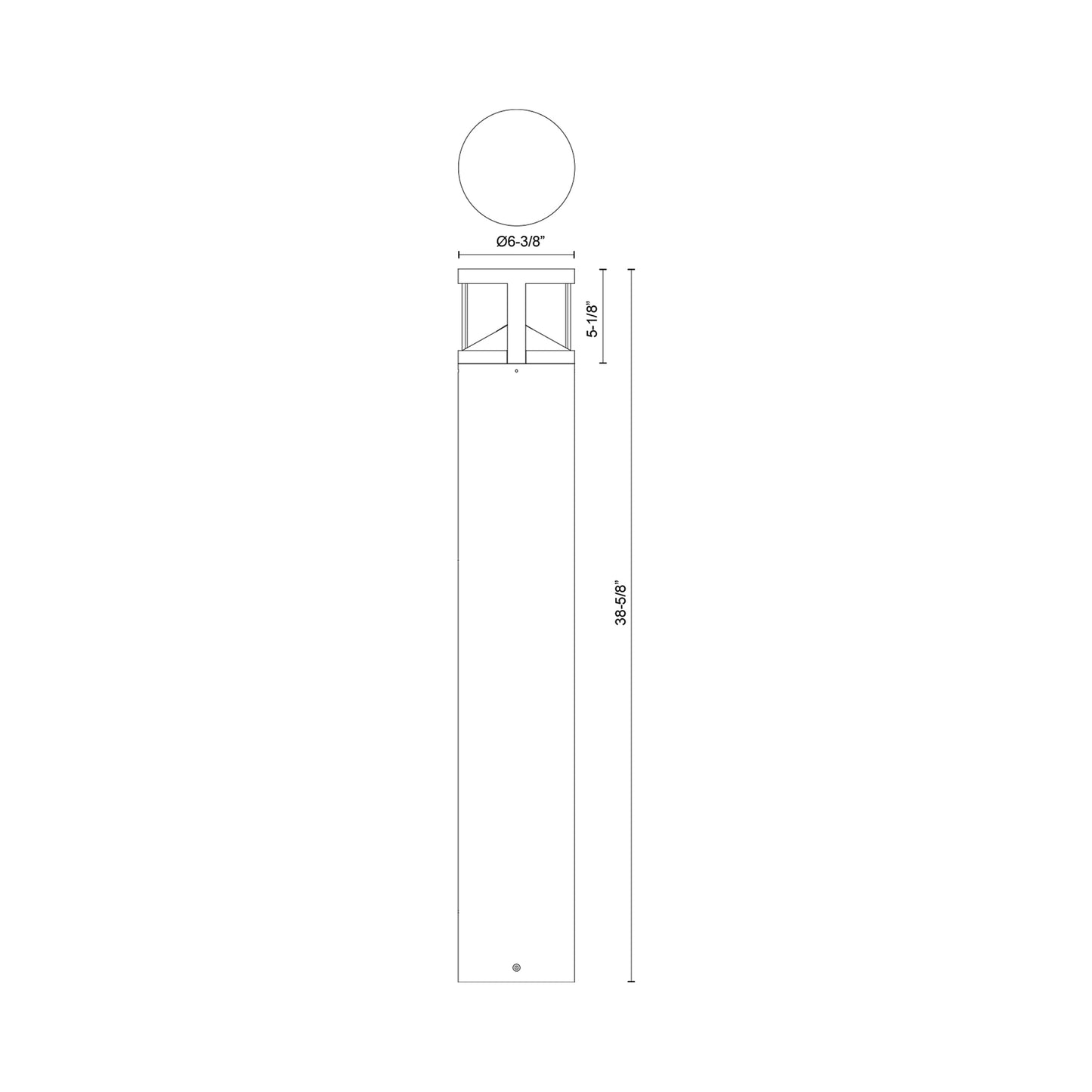 Glen Outdoor LED Path Light - line drawing.