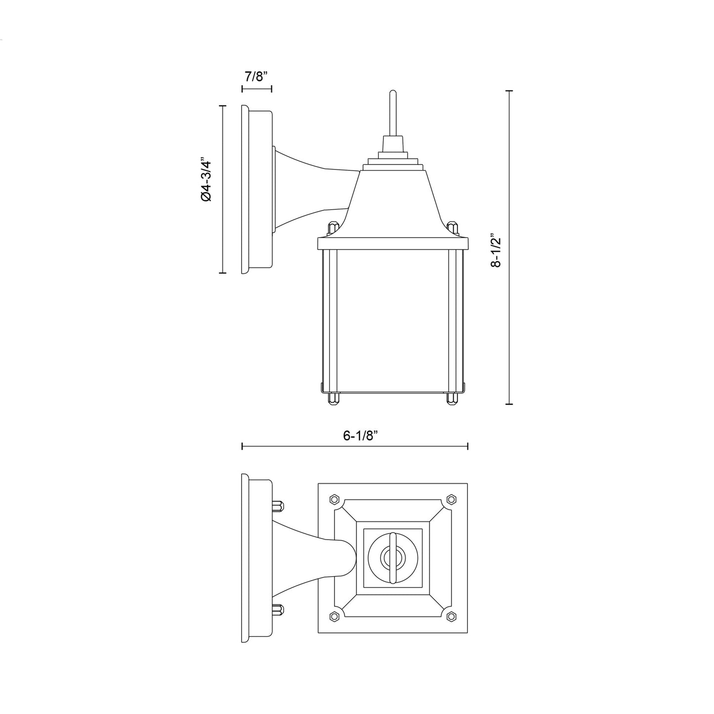 Grove Outdoor Wall Light - line drawing.