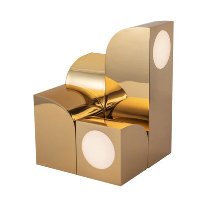 Gypsum LED Table Lamp in Polished Brass.