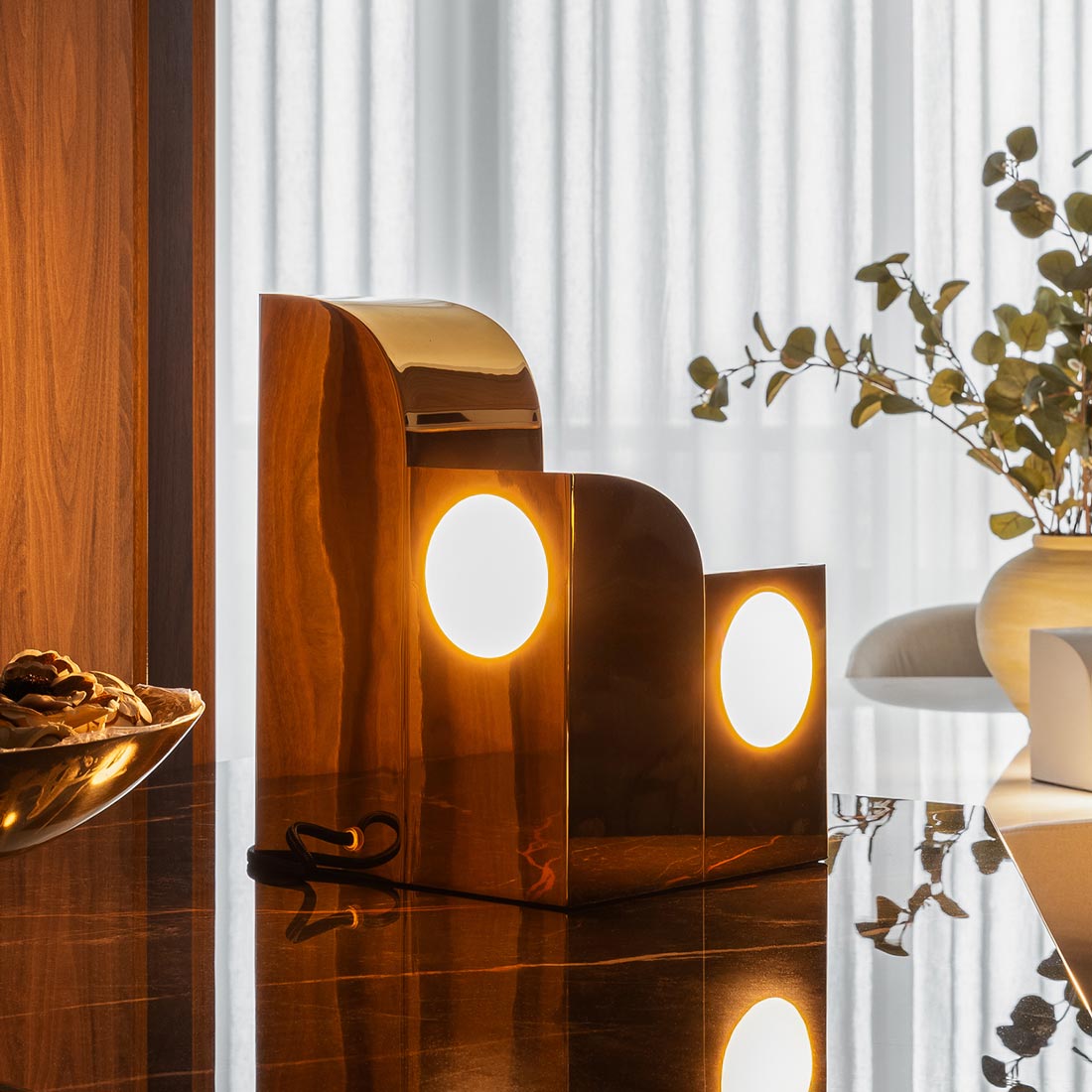 Gypsum LED Table Lamp in living room.