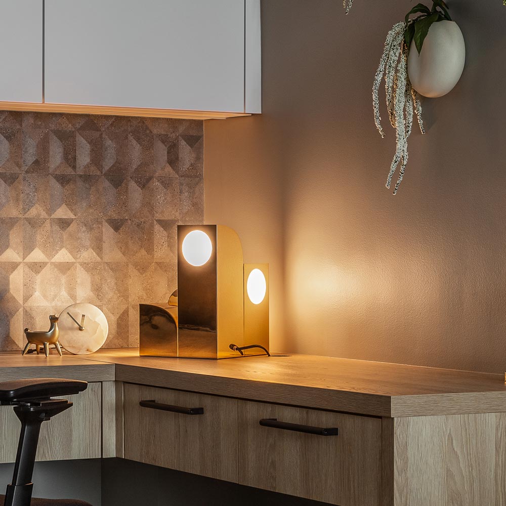 Gypsum LED Table Lamp in living room.
