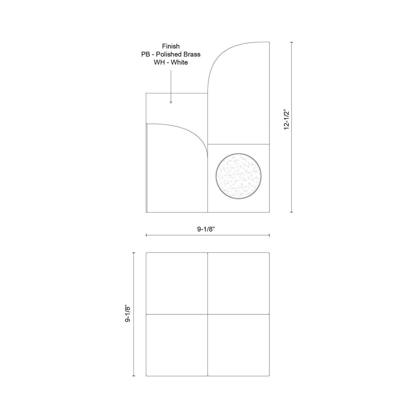Gypsum LED Table Lamp - line drawing.