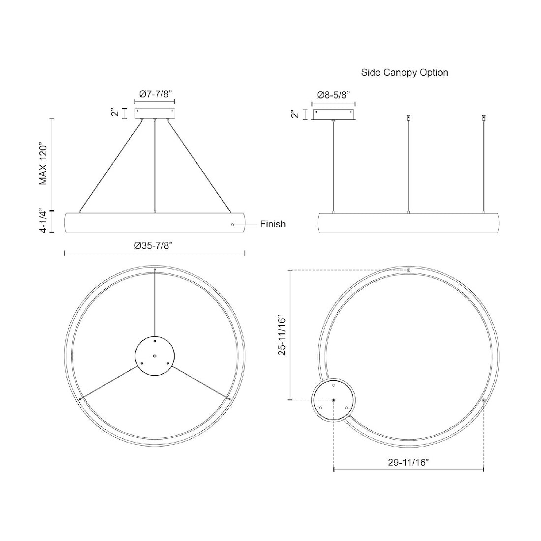 Halo LED Pendant Light - line drawing.