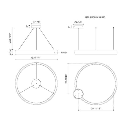 Halo LED Pendant Light - line drawing.