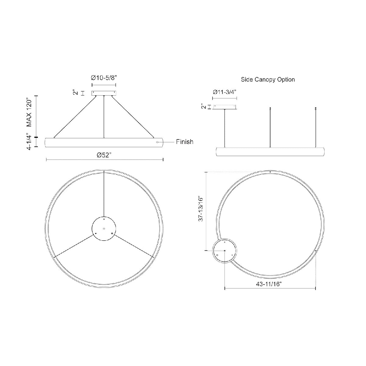Halo LED Pendant Light - line drawing.