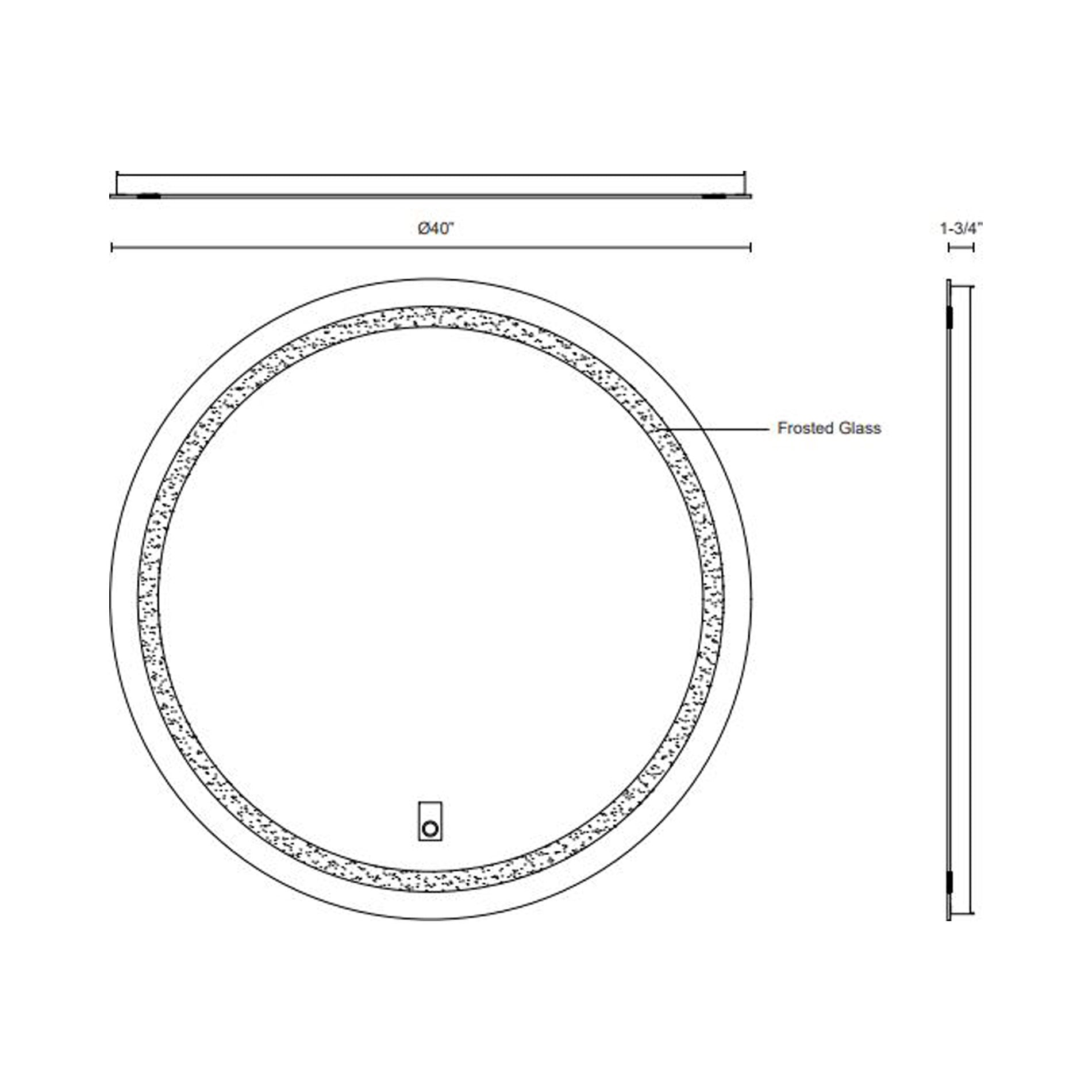 Hillmont LED Vanity Mirror - line drawing.