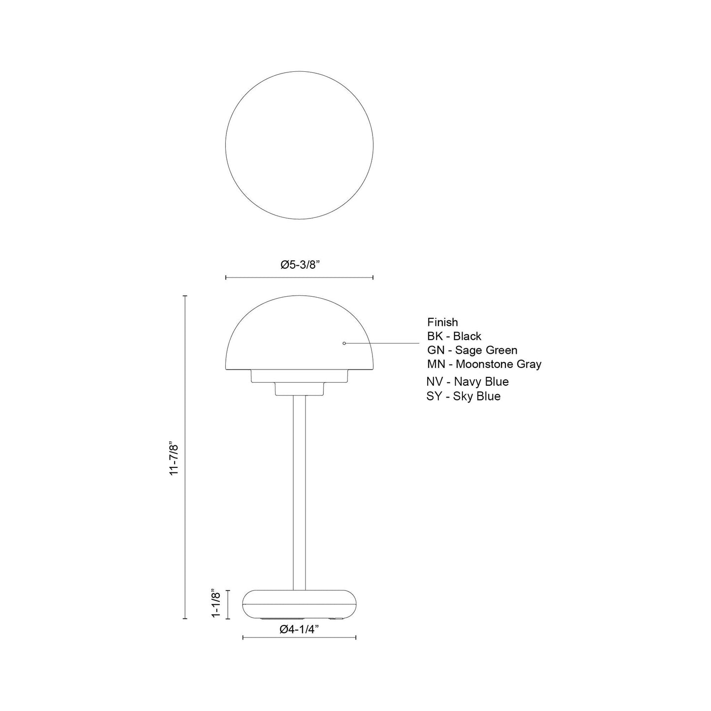 Hinata LED Table Lamp - line drawing.