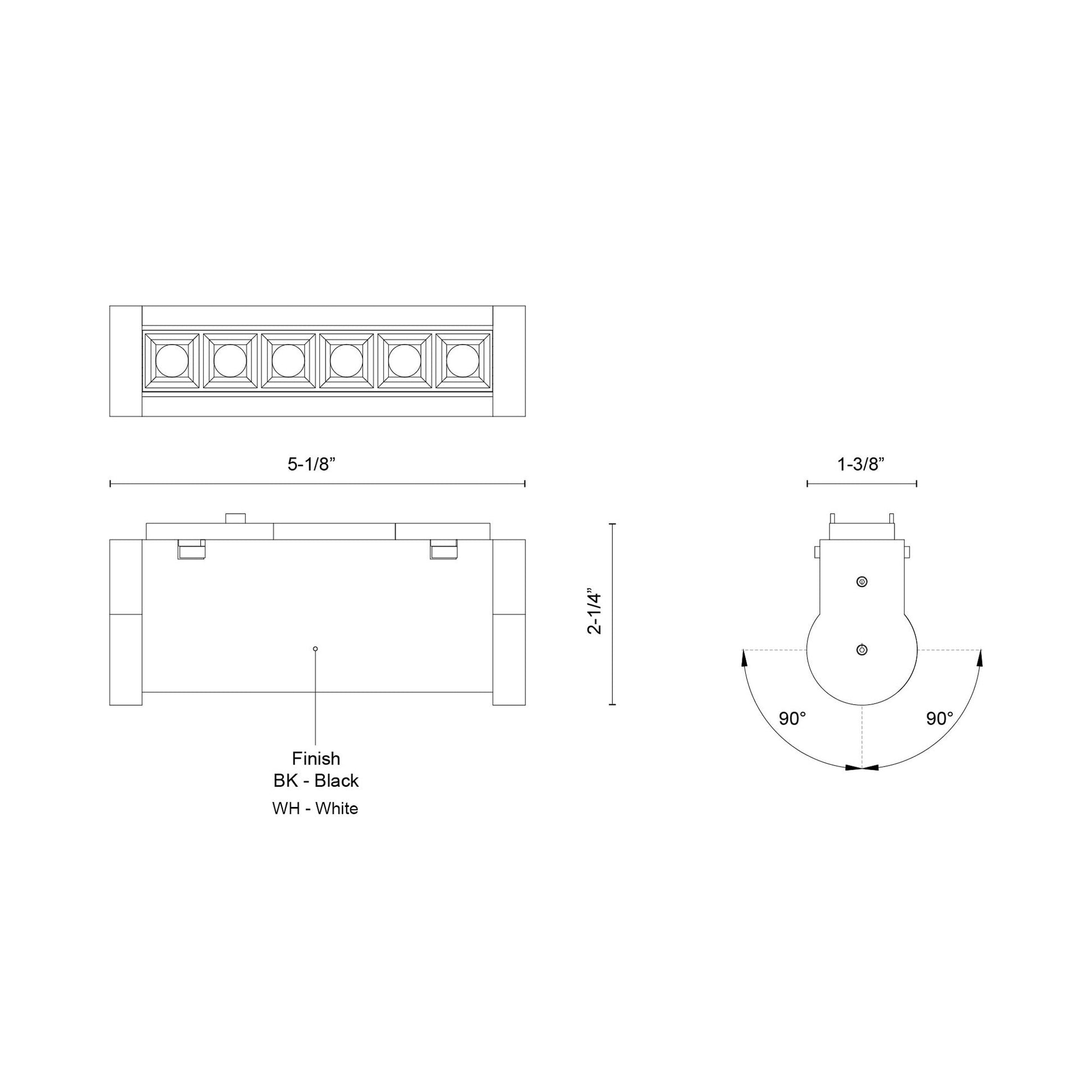 Holo Shift LED Track Light - line drawing.