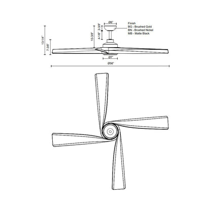 Horizon LED Ceiling Fan - line drawing.