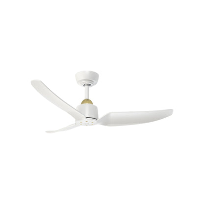 Hugo Outdoor Ceiling Fan in Brushed Gold/Matte White (42-Inch/Light Kit Not Included).