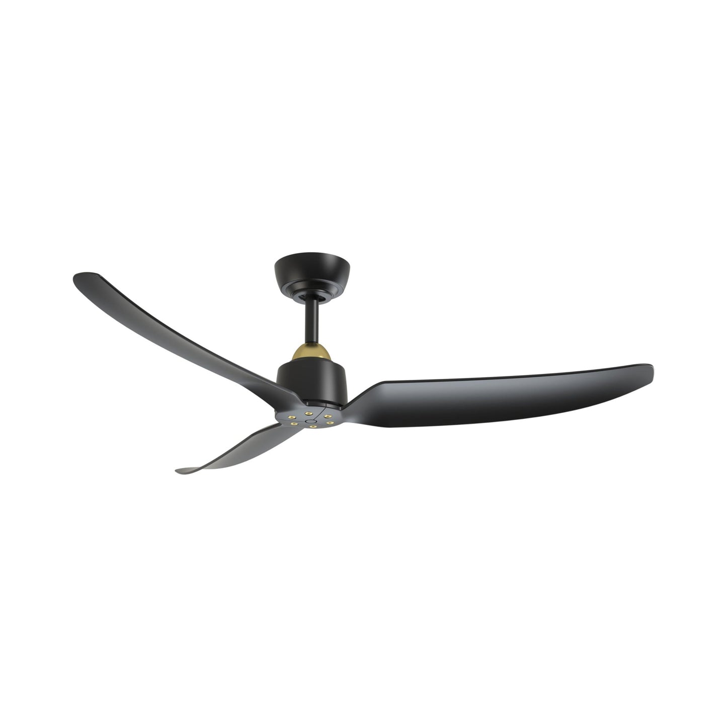 Hugo Outdoor Ceiling Fan in Brushed Gold/Matte Black (52-Inch/Light Kit Not Included).