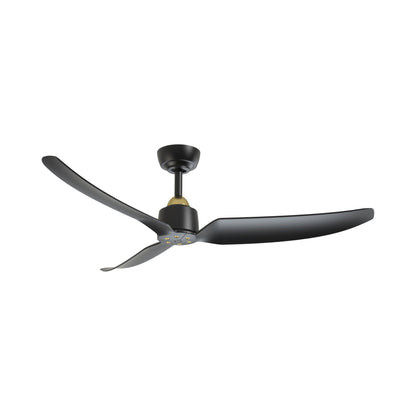Hugo Outdoor Ceiling Fan in Brushed Gold/Matte Black (52-Inch/Light Kit Not Included).