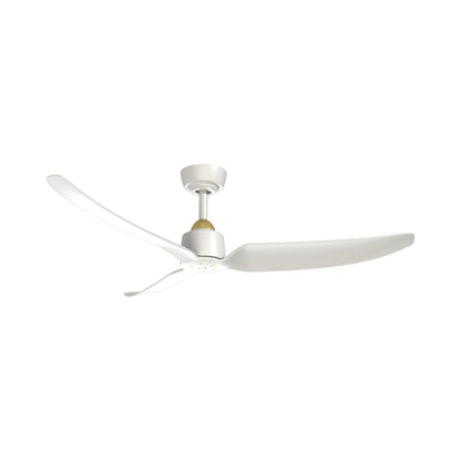 Hugo Outdoor Ceiling Fan in Brushed Gold/Matte White (52-Inch/Light Kit Not Included).