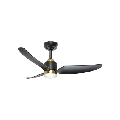 Hugo Outdoor Ceiling Fan in Brushed Gold/Matte Black (42-Inch/Light Kit Included).