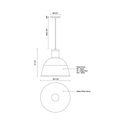 Irving Pendant Light - line drawing.