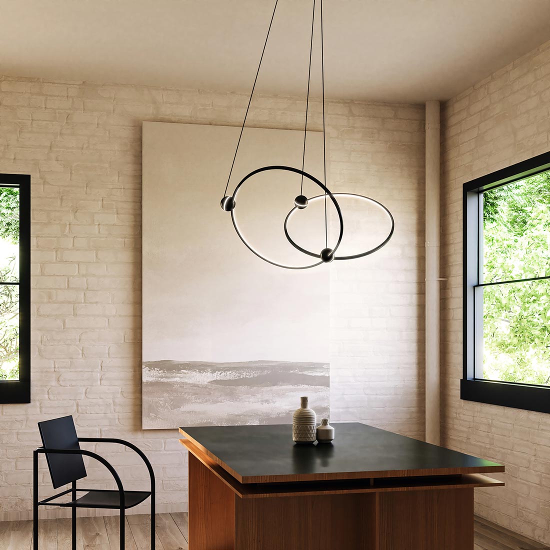 Isho LED Chandelier in living room.