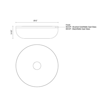 Jada LED Flush Mount Ceiling Light - line drawing.