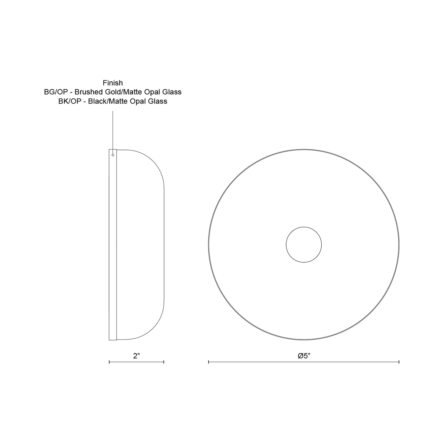 Jada LED Wall Light - line drawing.