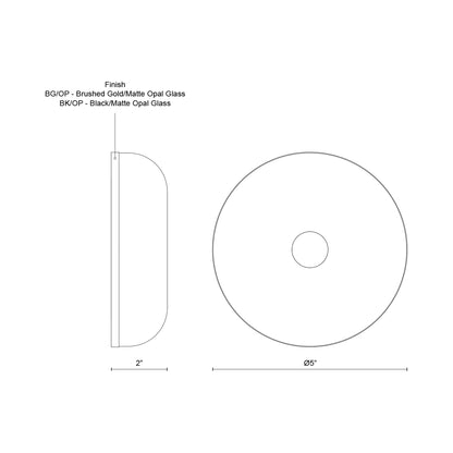 Jada LED Wall Light - line drawing.