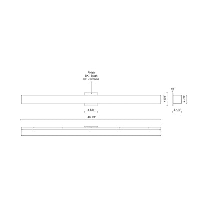 Jane LED Bath Vanity Light - line drawing.