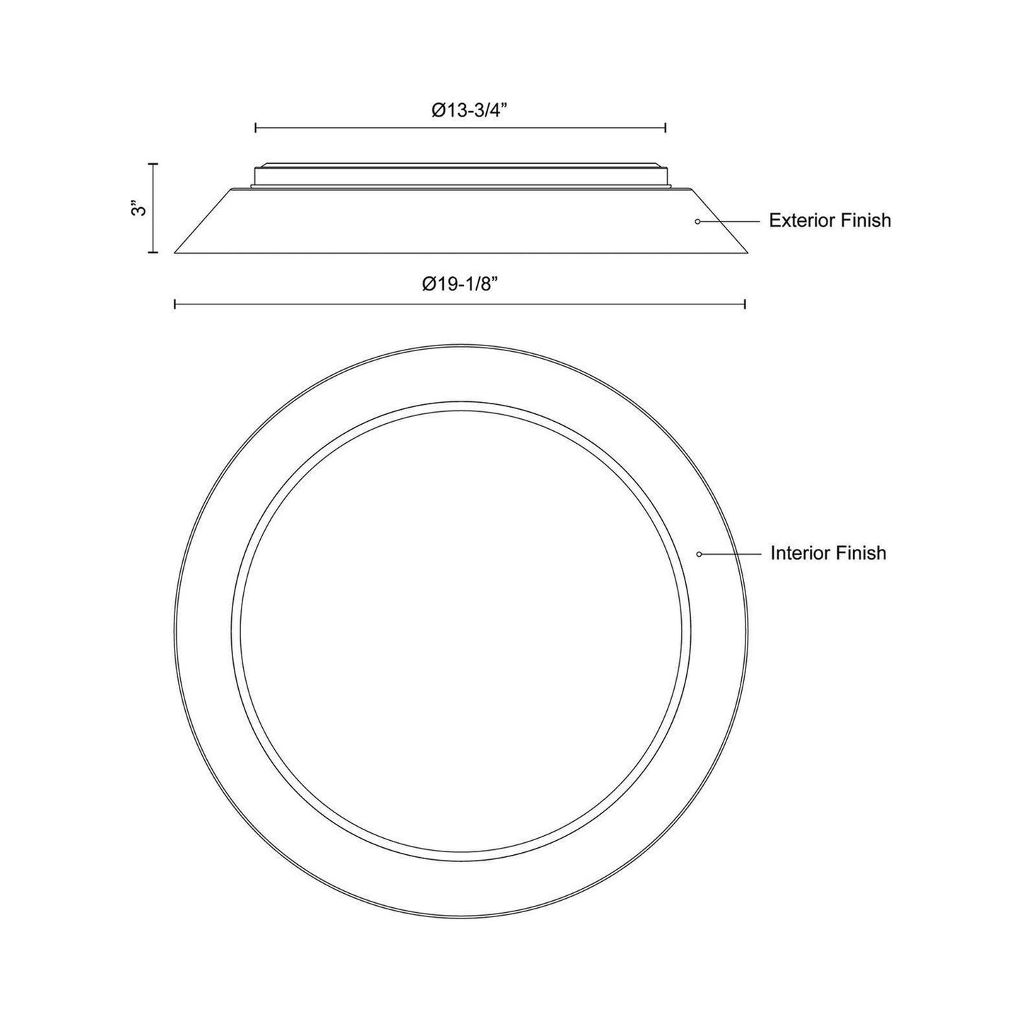 Jasper LED Flush Mount Ceiling Light - line drawing.