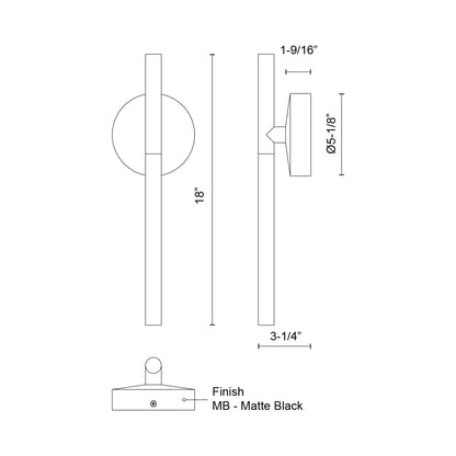 Jeanie LED Wall Light - line drawing.