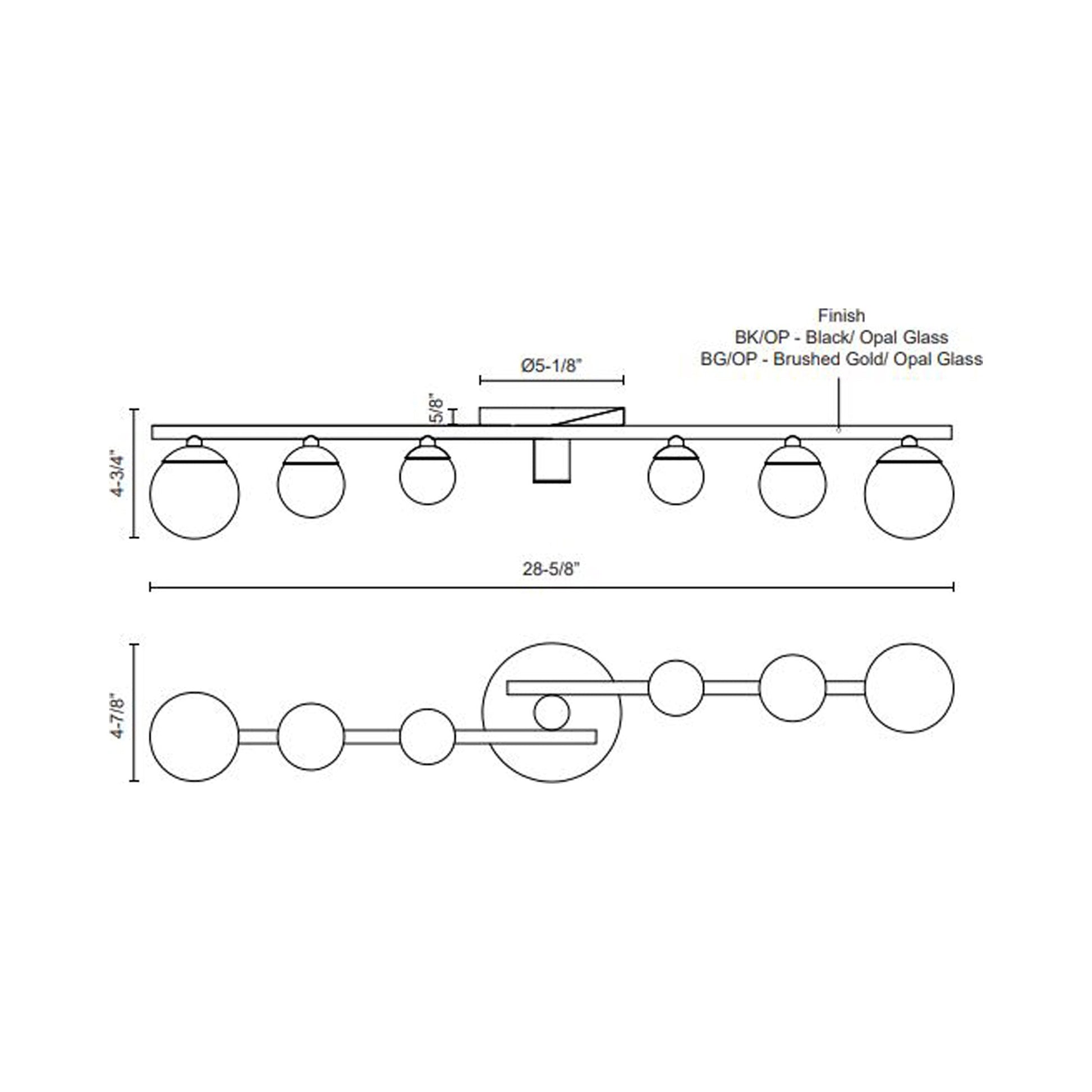 Juniper LED Bath Vanity Light - line drawing.