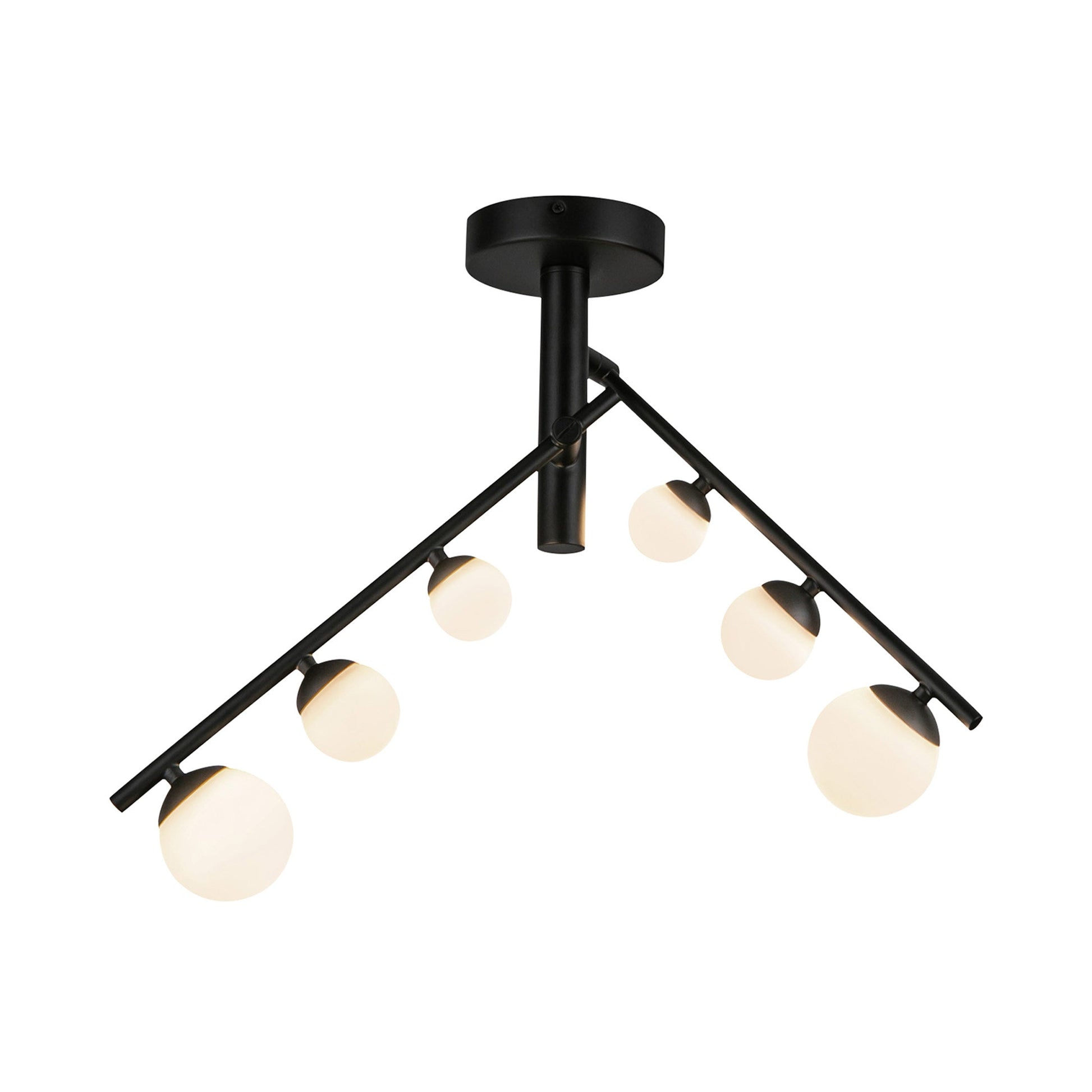 Juniper LED Semi-Flush Mount Ceiling Light in Black.
