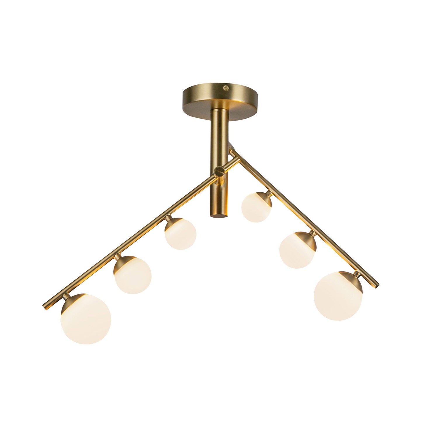 Juniper LED Semi-Flush Mount Ceiling Light in Brushed Gold.