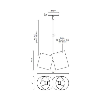 Keiko Pendant Light - line drawing.