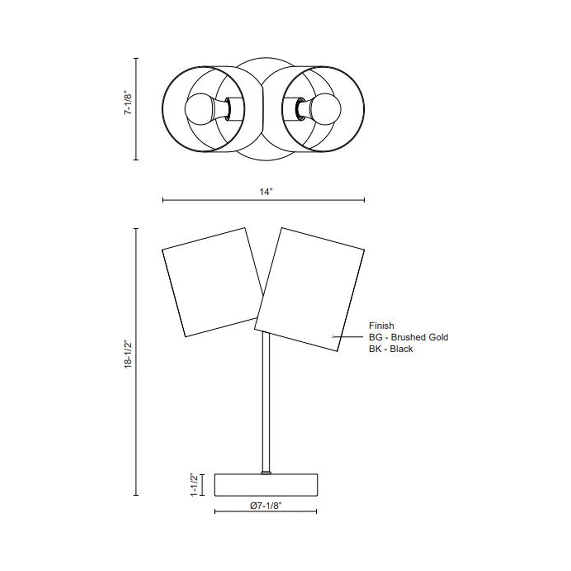 Keiko Table Lamp - line drawing.