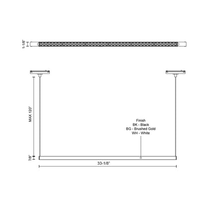 Kyan Trilo Track Linear LED Pendant Light - line drawing.