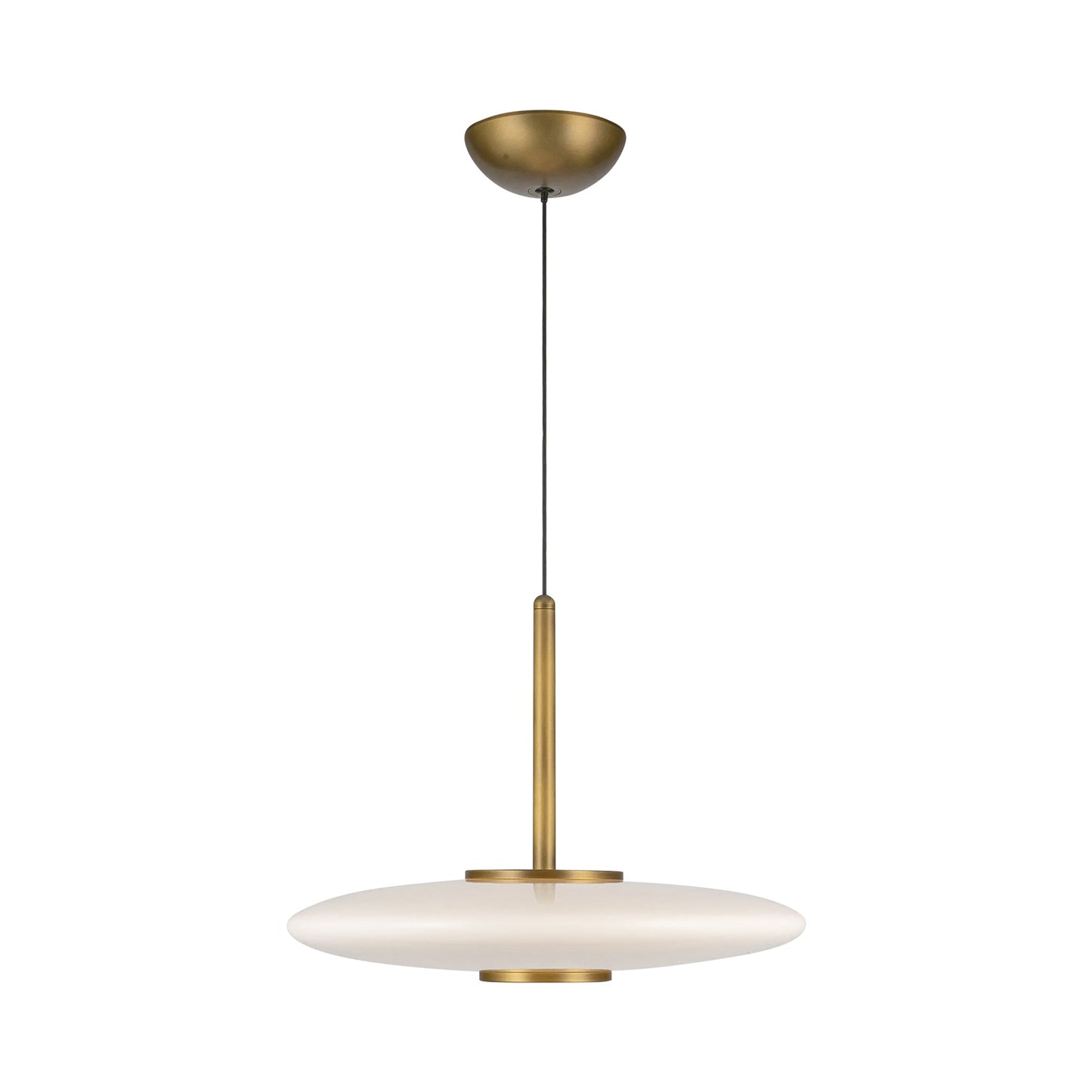 Kyoto LED Pendant Light in Vintage Brass/Glossy Opal.