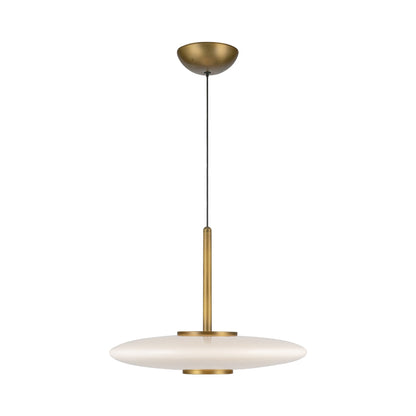 Kyoto LED Pendant Light in Vintage Brass/Glossy Opal.