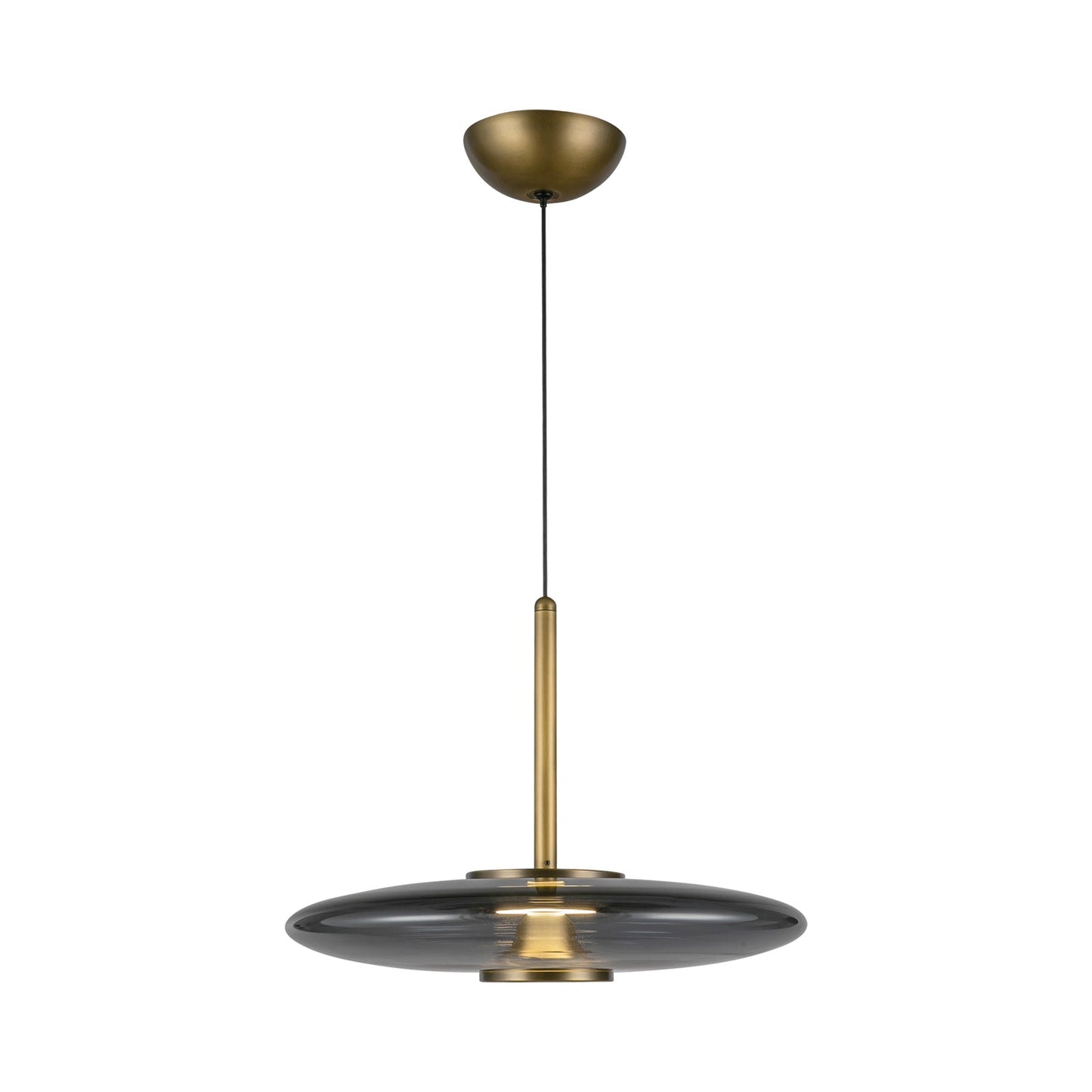 Kyoto LED Pendant Light in Vintage Brass/Smoked.