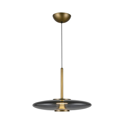 Kyoto LED Pendant Light in Vintage Brass/Smoked.