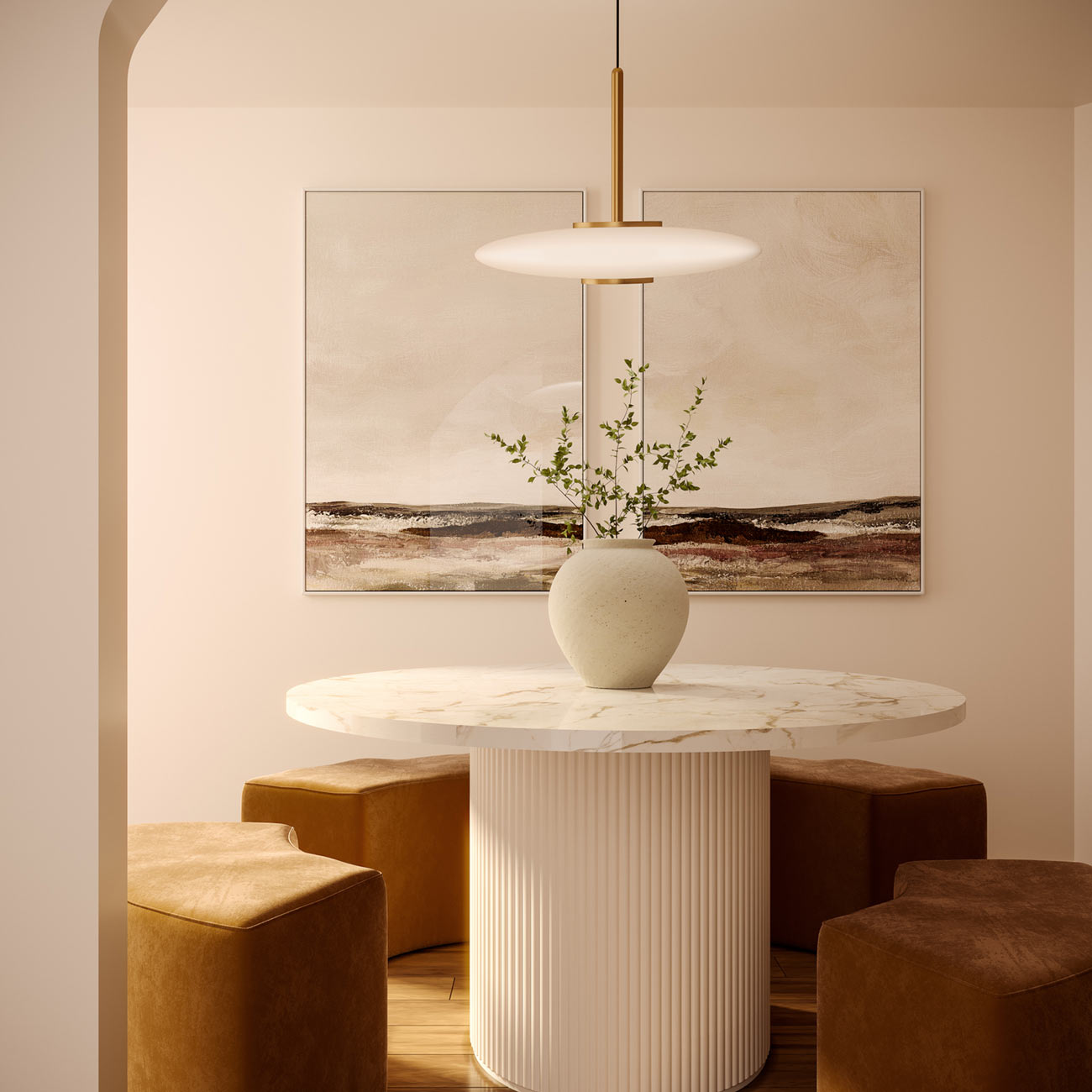Kyoto LED Pendant Light in living room.
