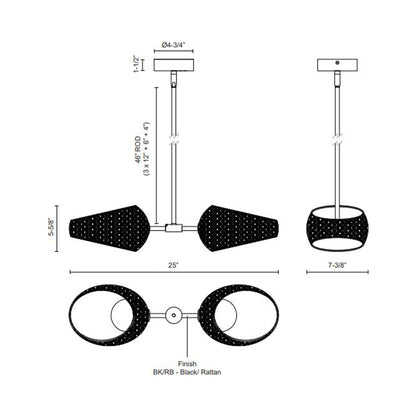 Lanai LED Pendant Light - line drawing.