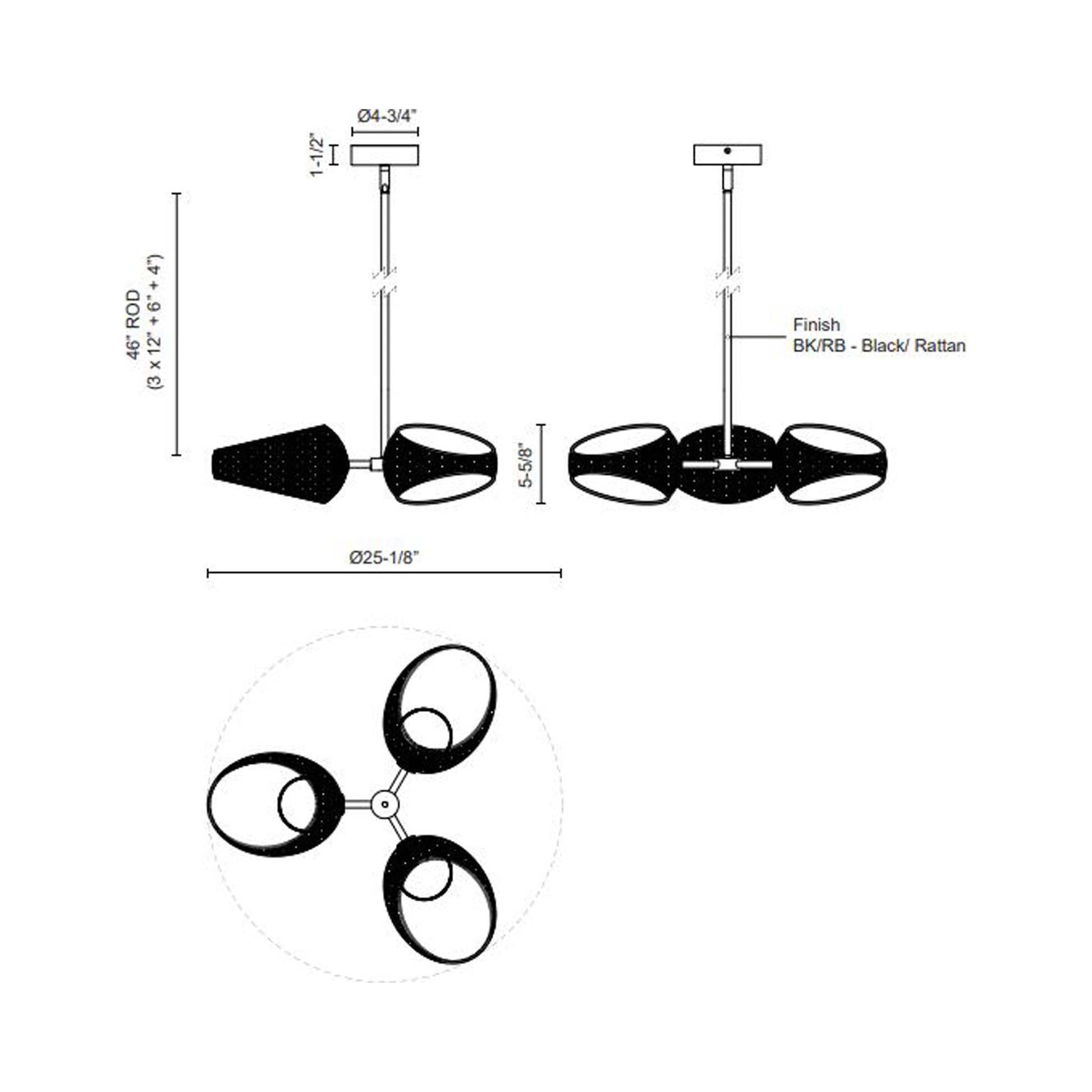Lanai LED Pendant Light - line drawing.