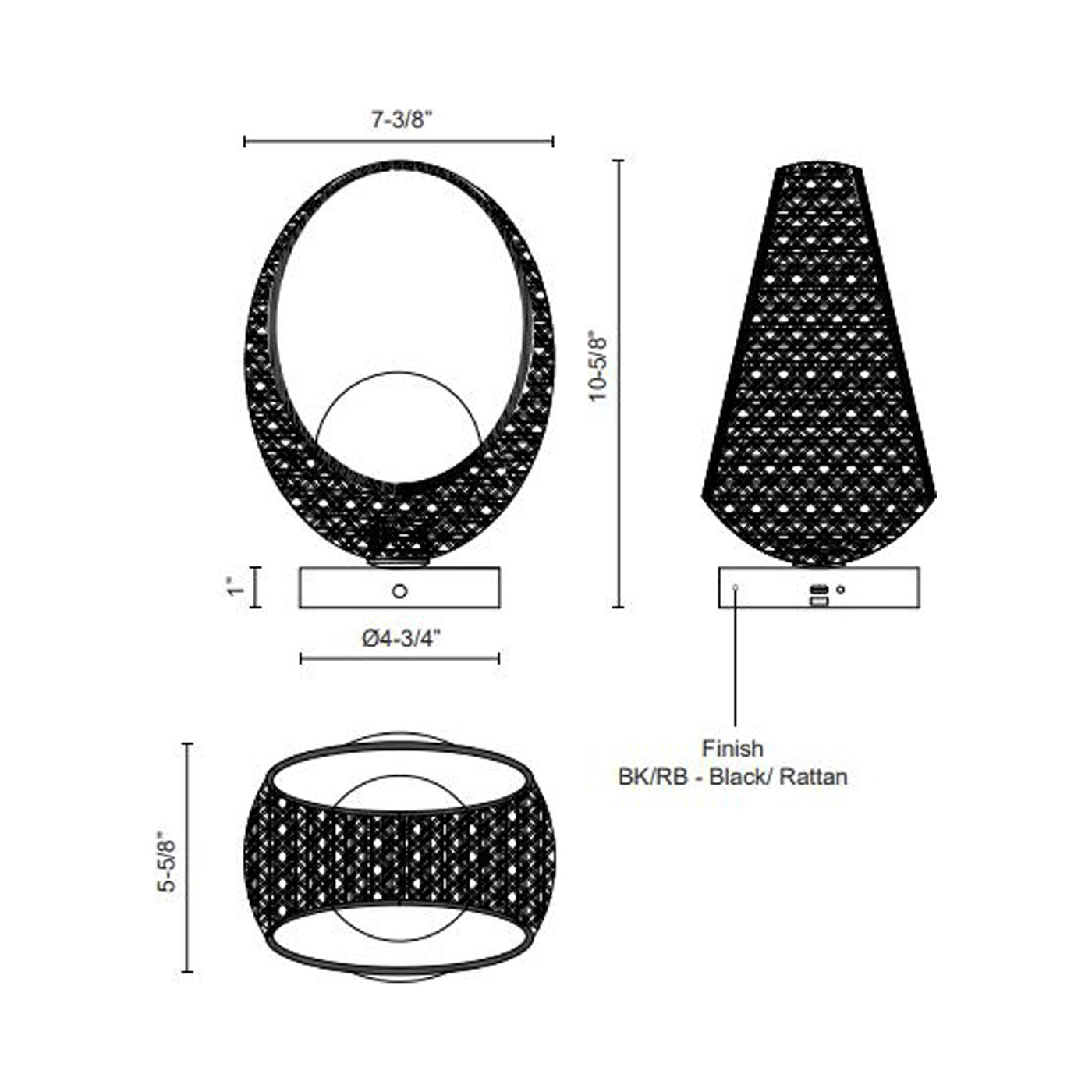 Lanai LED Table Lamp - line drawing.