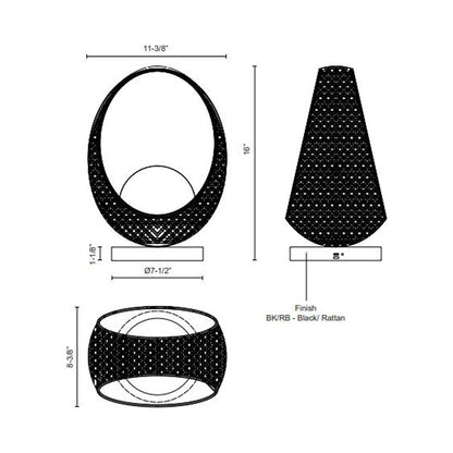 Lanai LED Table Lamp - line drawing.