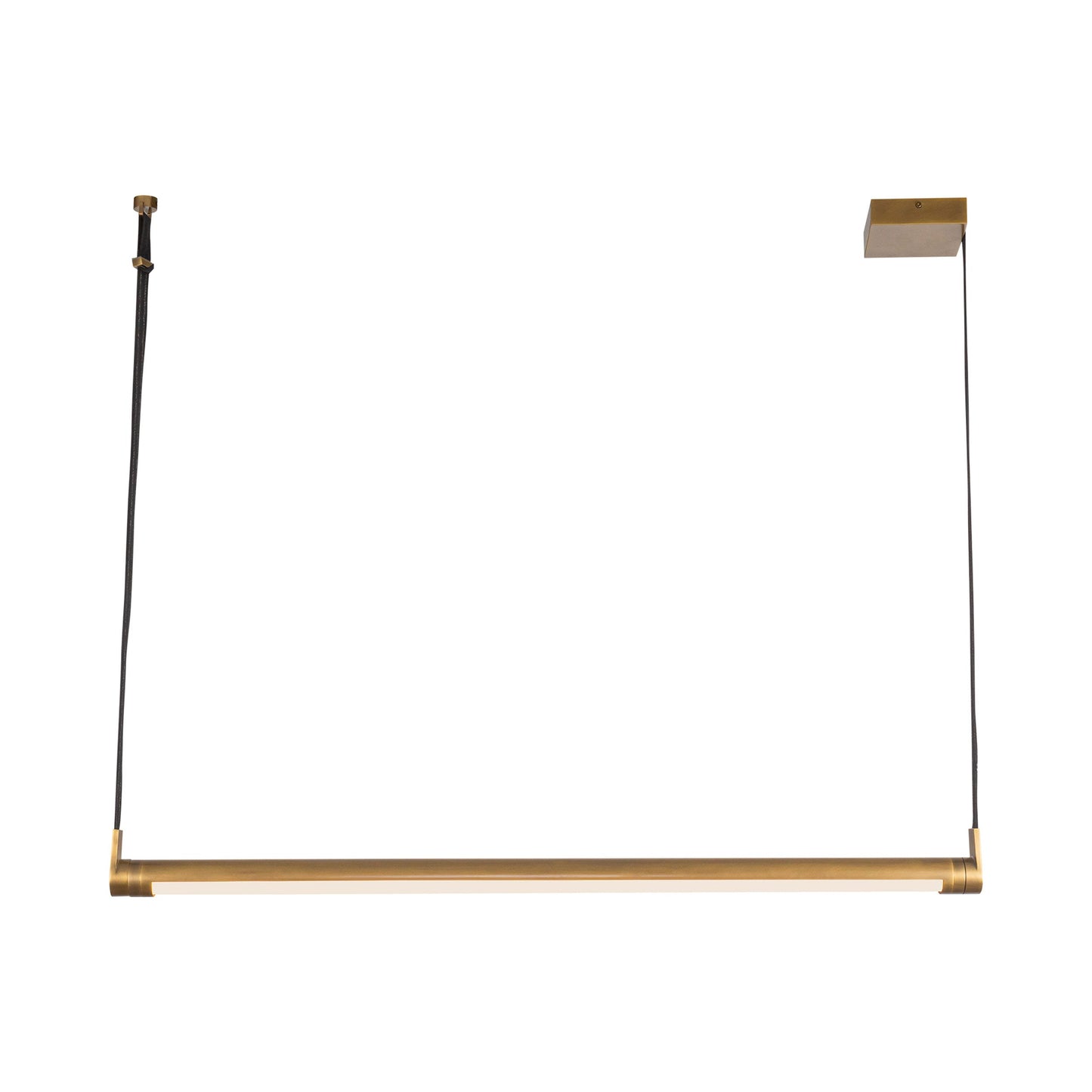 Laurence LED Linear Pendant Light in Vintage Brass.