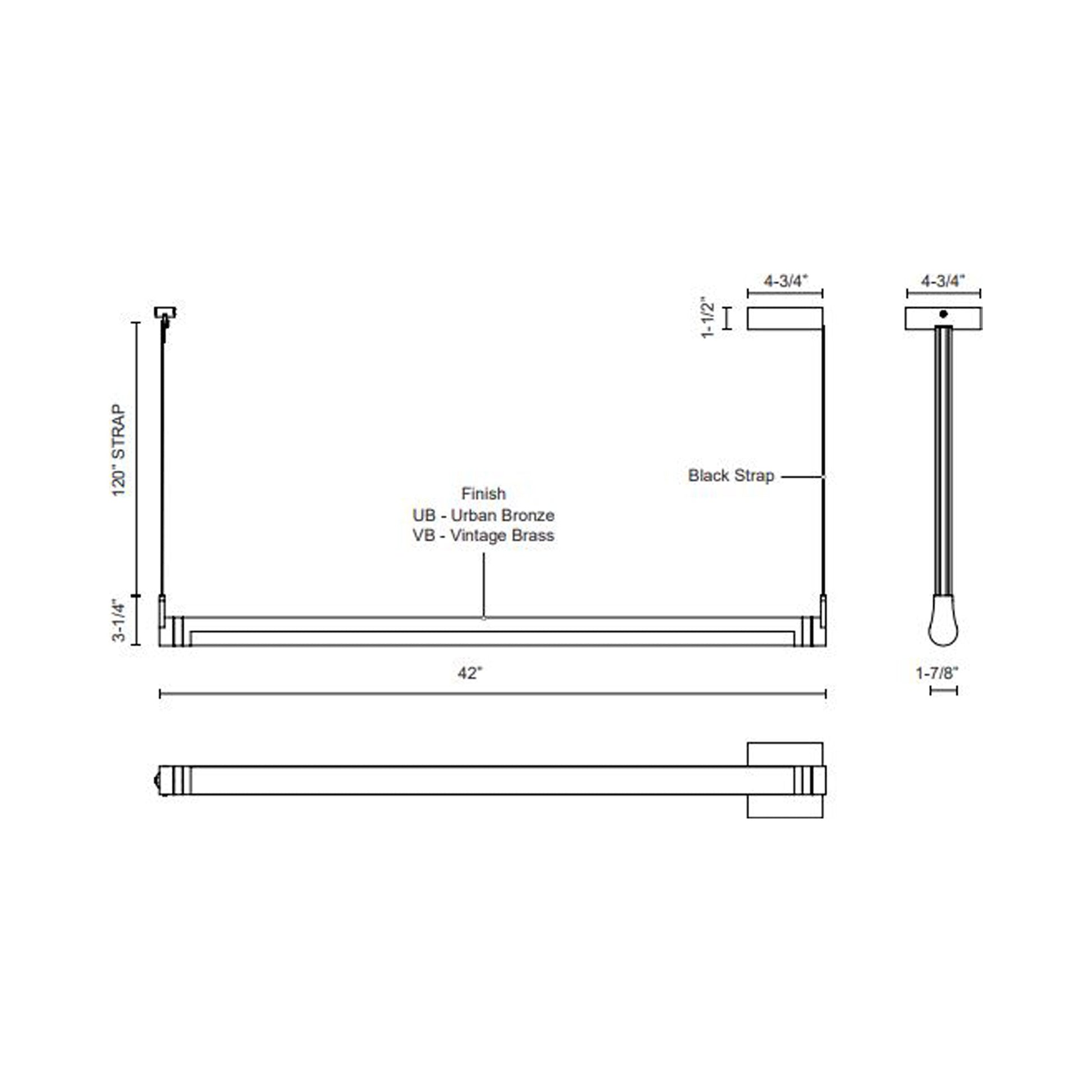 Laurence LED Linear Pendant Light - line drawing.