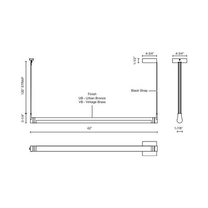 Laurence LED Linear Pendant Light - line drawing.