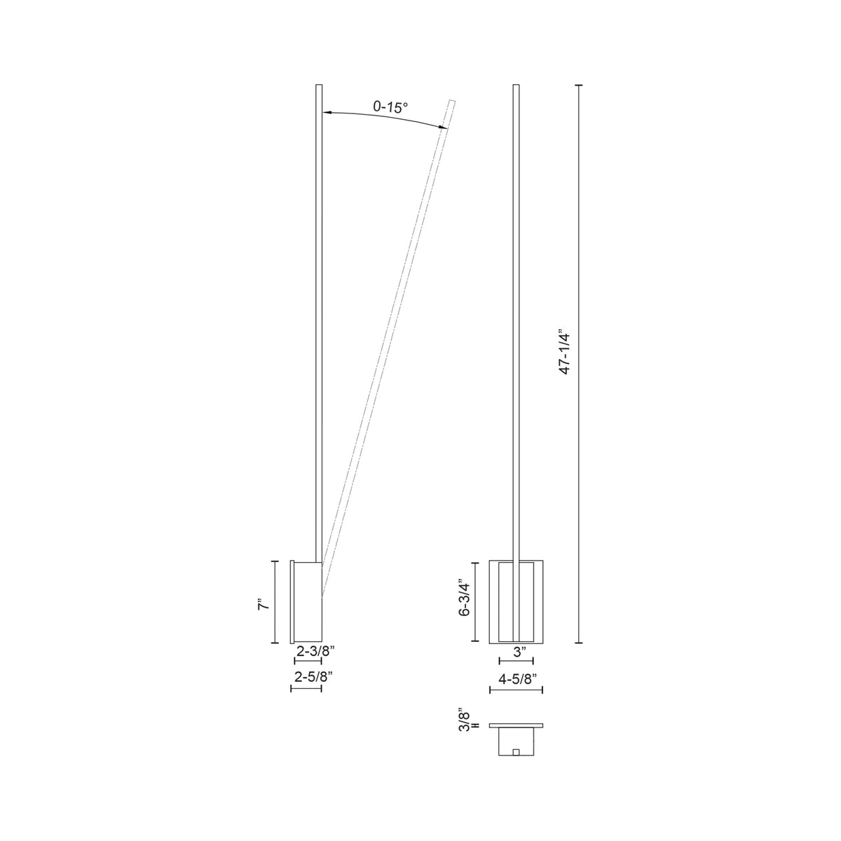 Lever LED Wall Light - line drawing.