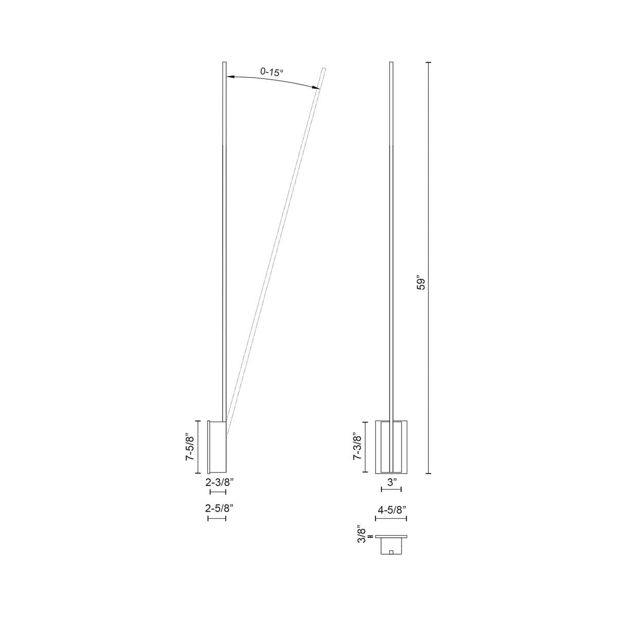Lever LED Wall Light - line drawing.
